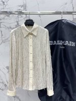 巴尔家 重工流苏 亮片衬衣 定制流苏 加密亮片料 拼接高织棉 宽松版型 优雅别致时尚款 平时通勤也可以穿～ 码数Sml