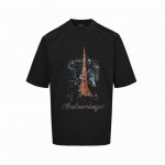 balenciaga 巴黎世家 铁塔印花短袖 前后片直喷印花磨烂水洗重磅300克做旧短袖T恤 天花板品质 正确300G定织定染纯棉双纱面料 定染螺纹无色差 进口