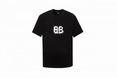 2402款 新款 高品质 Balenciga 巴黎世家 Ss 迷雾字母T恤 纯棉柔软定制245克面料 对色定染面料 高水平印花工艺 简约大气 采用进口水浆材质