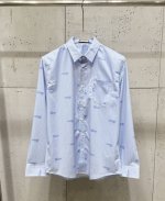 cheny 25春夏新款 Guc古琦 天蓝色条纹签名字母 高品质长袖衬衫 码数：M-3Xl