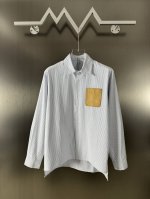 Loew 皮标色织竖条纹衬衫 阔版版型 Oversize 原版6900购入.面料定制100%全棉材质. 门襟.袖口.领口.条纹对位人工剪裁.定制牛皮标.定制贝壳