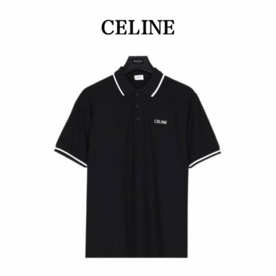 celine 赛琳 胸口Logo刺绣短袖Polo衫 前幅绣花图案，进口百灵达绣花机万针刺绣， 小字母绣花体现进口绣花机功底。还原原版品质。整体设计透露出低调奢华