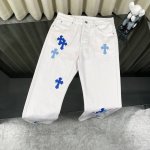 160 【最强版本】 chroe Hets Ch克罗心贴皮白色深浅蓝色皮标牛仔裤 定制金属扣 裤腿水洗做旧撕边天花板级牛仔裤 关于藏银这是一个绝顶奢华的时尚品牌