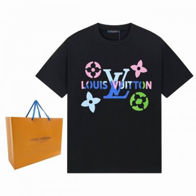 Louis Vuitton 路易威登 23Ss彩色渐变涂鸦图案Logo印花金典短袖T恤 定制260克同缸染面料 手感非常舒服 春夏最新砖柜同步 Os落肩版型 时
