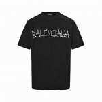 本地自取：160 balenciaga/巴黎世家 25Ss 几何Logo双B数字植绒印花短袖 定织定染260G纯棉双纱紧密棉进口原版面料+2X2配套螺纹, 其基
