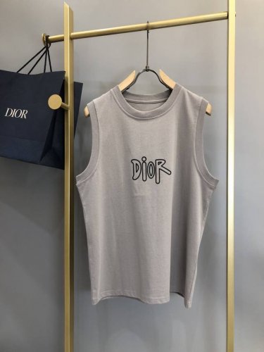 d*Ior Ss 新款撞色胸前字母刺绣Logo背心 背后牛年属相Logo印花 男女同款 Dio 大版型刺绣背心 纯棉制作 街头涂鸦元素刺绣 尺码 M-Xxl