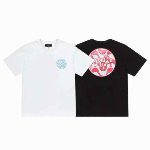 8002# ,Amiri手工印花Logo宽松版短袖T桖，采用300克重面料，颜色：黑色，白色，尺码：S M L Xl