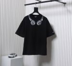 Balenciaga 巴黎世家 烫钻耳机短袖 260G 100%纯棉16织双纱精梳棉面料颜色无色差 领口300G100%纯棉1*1弹力小领口螺纹双面烧毛无尘工艺