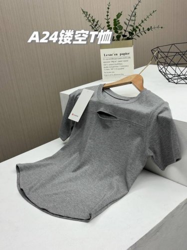 包，一包3件，今夏最性感，2025夏新款Lulu女士三色小心机镂空燕尾短袖T恤，超级舒服透气的螺纹棉面料，真的超级棒的一款短袖！一包3件装，足够今夏穿了！ 品名