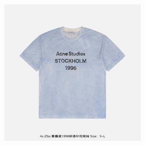 acne Studios 25Ss 雾霾蓝1996标语印花短袖 面料采用32S双纱 克磨毛棉面料，轻薄透气，手感细腻柔软，成衣手工扎染炒色，还原与原版一致呈现清