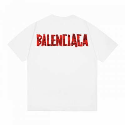 款号-D18 重磅面料280克Balenciaga巴黎世家新款背后红色字母经典款印花短袖 从面料到辅料全部跟足Zp 进口松井公司浆料印花绝不开裂 三标齐全 防潮