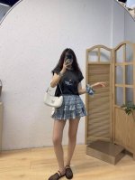 减龄小狗刺绣套装 配格子半裙 均码 80斤穿到 125斤