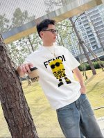 Fendi 芬迪 2025春夏新品 三标齐全 圆领丝光棉短袖T恤 好货不用过多介绍 看细节 专柜码数：M-Xxxl 175 140建议L