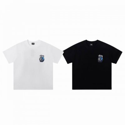 100包邮 stussy X Born Raised 斯图西联名款25Ss 黑八台球印花 圆领短袖T恤-市场最高品质 color：白色 黑色 size：S M