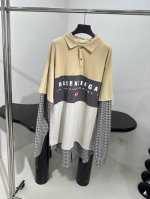新品Baggy珠地棉拼接衬衫polo T恤 定制定染珠地棉面料和色织条纹棉制作 两种面料拼接设计 两件套视觉 经典polo领口设计 色织衬衫袖口下摆 胸口饰有B