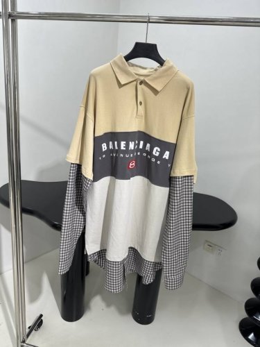 新品Baggy珠地棉拼接衬衫polo T恤 定制定染珠地棉面料和色织条纹棉制作 两种面料拼接设计 两件套视觉 经典polo领口设计 色织衬衫袖口下摆 胸口饰有B