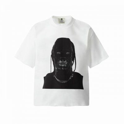 vt9158 Travis Scott斯科特联名Utopia Tour乌托邦巡演惊悚人像数码直喷印花复古短袖T恤 小领口设计 白墨数码直喷印花 高街复古重磅Vi