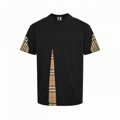 Burberry 巴宝莉 25Ss 格纹拼接短袖 定制Bbr专用190G全棉60支双股布料，前幅标识图案40000针，为进口田岛机刺绣，字体越小越体现绣花工艺的