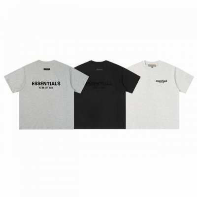 fear Of God Fog Essential 经典前后植绒小标 Logo 字母印花短袖T恤 Color：深灰色 浅灰色 黑色 Size：S M L Xl