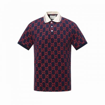 a006# Gucci 古驰 25Ss新款 双Gg老花 立体满印polo 270克重全棉珠地 颜色：宝兰红 码数：S M L Xl Xxl
