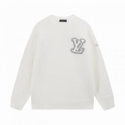 lv驴家 重温经典前后大Lv Logo圆领羊毛衫毛衣 颜色 白色 码数 S M L Xl Xxl