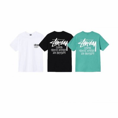 款号Xb2046# Stussy斯图西 Ss25 洛杉矶Dsm城市限定短袖T恤男女同款 230克纯棉圆筒布版型 两侧面不带缝线 正确版本与正品相同。区别市场通货