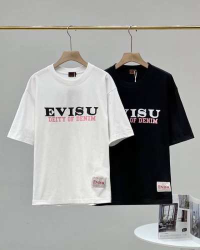 Evisu2025夏季新款字母达摩佛头笑脸印花休闲宽松情侣款 短袖T恤 款号：C310 颜色: 黑色 白色 细节版本一比一复刻 重磅专柜最新款！走一波！绝对私房