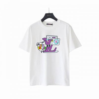 实拍细节图 +尺码表 louis Vuitton 路易威登 趣味音乐Logo印花短袖 定制260克同缸染面料 手感非常舒服 春夏最新砖柜同步 时尚又个性 超级百