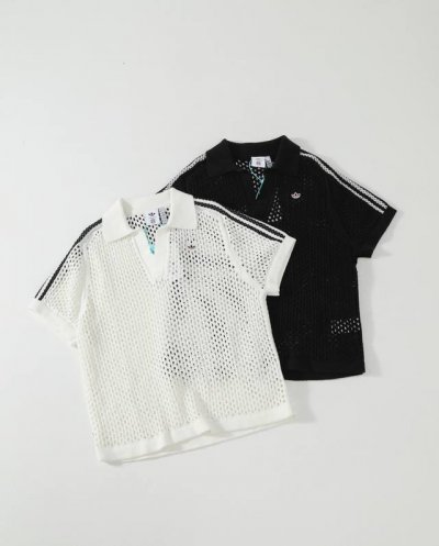 adidas Originals X Clot三叶草联名系列舒适时尚柔软网状镂空钩花针织Polo短袖短裤 四色原版购入打版 百分百纯棉制造 不会起球放心穿 双面
