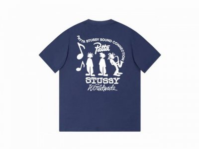 款号Hn775 高品质版本，区别通货 斯图西Stussy X patta 联名款 Ss24 背面字母印花图案宽松圆领短袖T恤 男女同款 -面料精选32支230克