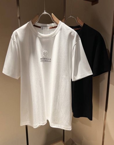 bc-Brunello Cucineli 2025春夏新款男士短袖T恤，众多明星都爱穿的时尚百搭单品！胸前Logo压胶超级好看,喜欢经典简约的朋友,一定不能错过