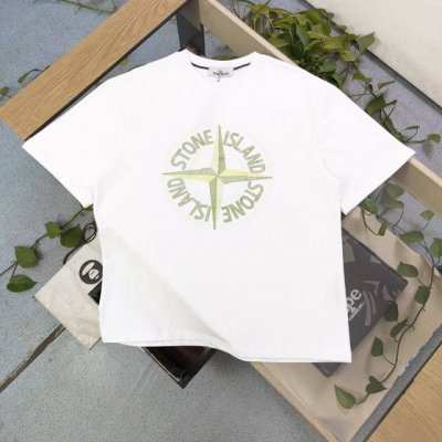 上新 款号：Bm4403 高版本 2025新款Stone Island石头岛胸前刺绣罗盘指南针字母图案Logo绣花休闲情侣宽松短袖T恤，经典永远不会过时、人手必