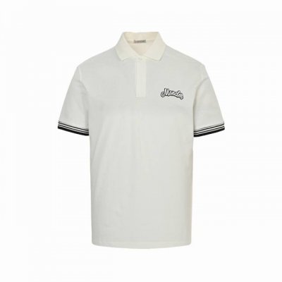 moncler 蒙口 25Ss 刺绣徽标Polo短袖 采用60支双股280克重 %棉双面珠地面料，拆解纱线分析，订织蜂窝四角网眼胚布，衣领为双系统提花定织扁机制