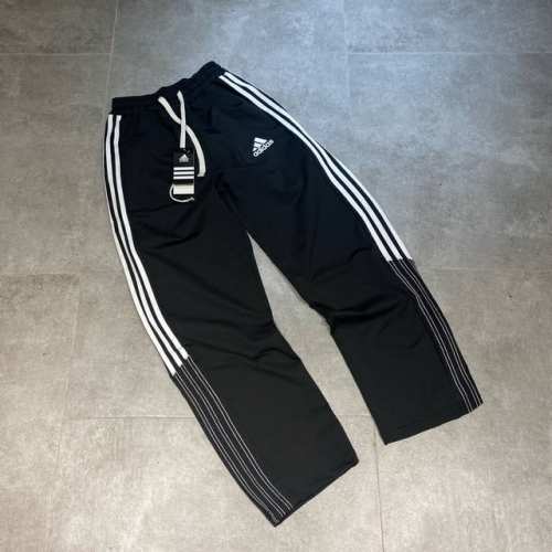 Adidas阿迪达斯 春秋款三条杠拼接休闲运动高品质直筒垂感长裤情侣款 Color: 黑色 Size: M-Xl M 腰围80 臀围116 裤长98 Cm L
