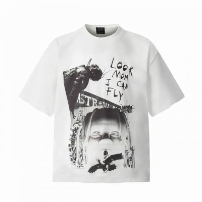 Vt9180 Travis Scott斯科特联名Utopia Tour乌托邦巡演惊悚人像数码直喷印花复古短袖T恤 小领口设计 白墨数码直喷印花 高街复古重磅Vi