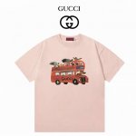 Gucci古驰 趣味卡通动物巴士 数码直喷工艺 280克双纱短袖 粉色 Xs-L