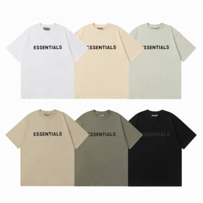 fear Of God Fog Essential复线经典字母胶印立体Logo印花圆领短袖T恤 Color：白色 杏色 浅绿色 卡其色 灰褐色 黑色 Size：