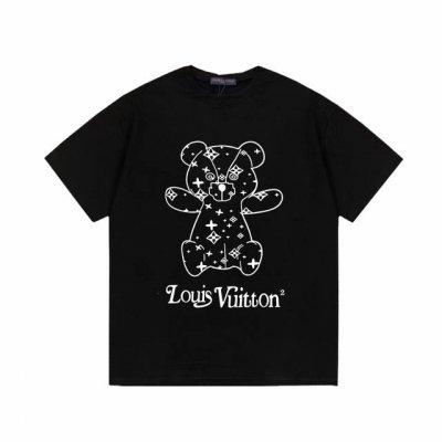100 Louis Vuitton 路易威登 泰迪熊印花字母百搭潮流短袖T恤男女同款 吊牌 领标 水洗唛 三标齐全 定织定染280克精梳棉面料 尺码：S-Xxl