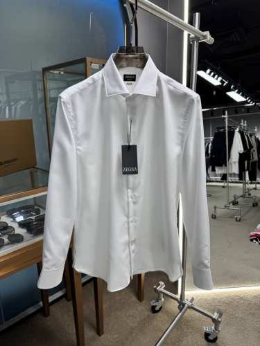免烫成衣！！！ 2025Ss Ez Xxx系列 男士商务暗纹休闲长袖衬衫 Hk香港洋行渠道货，纯正血统品质，瑞士原产代工出品 白色暗纹Centoventimil