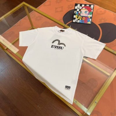 上新， Evisu福神2025新款男士字母达摩麒麟大M短袖 颜色：白 尺码：S-Xxl S码 肩宽44 胸围96 衣长68 适合身材 -120斤 M码 肩宽46