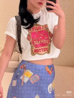 25S新品 红色印花鹦鹉柔软棉质短袖T恤 sml