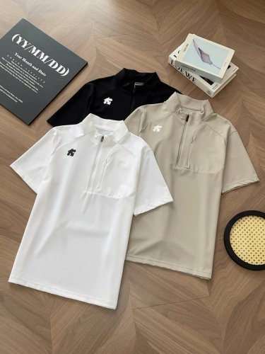 619# Descente迪桑丝光华夫格polo衫 重温经典 25新款高货 双门襟商务休闲纯色翻领短袖polo衫 男女同款线上柜子同步有售1290++ 贸易公司