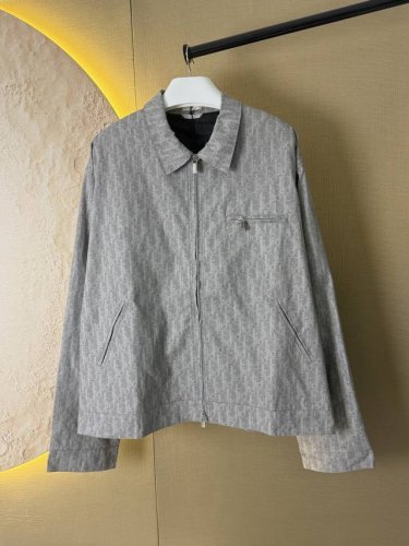 dior迪奥 Oblique Logo嵌花满印拉链宽松夹克外套 男款 灰色 原版开发 独家发售，定制五金，定制面料