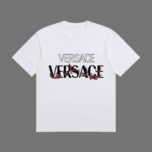 高端品质 Versace 2025Fall 春夏系列 花卉Logo短袖T恤 区别普通印花 定织270G32支双纱纯棉面料 宽松版型 男女同款 Size：S M
