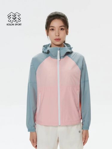 春夏新款女士风衣！Kolon Sport可隆女子Wind K防泼水运动撞色登山露营夹克外套上衣！可隆女连帽风衣薄款 可当防晒 夏新款Wind K撞色防风夹克防泼