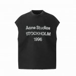 vt021 Acne Studios 艾克妮1996经典破坏纪念字母印花复古水洗做旧无袖坎肩T恤 小领口设计 白墨数码直喷印花 手工磨破工艺 高街复古重磅做旧水