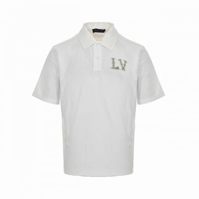 Louis Vuitton 路易威登 24Ss 水钻字母polo短袖 1V春夏系列菲董发布会超重工施华洛世奇水钻刺绣品牌Logo字母polo衫订制超闪八爪钻简约
