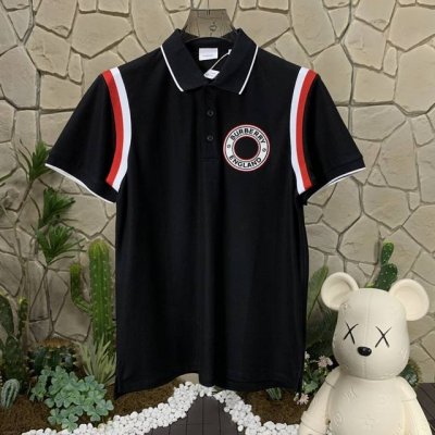 panda版本 供货 #代购级 巴宝莉 Burberry博柏利 马球图案直筒短袖polo衫 男款 黑色 巴宝莉 2025Ss夏季新款字母Logo男士翻领polo