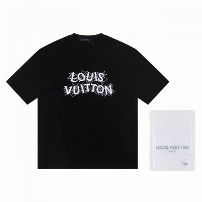 一首批.散单+10 Louis Vuitto*2025最新款短袖T恤 材质:采用高版本300G双纱精梳棉 尺寸:S M L Xl 颜色:黑白 款号:W2648