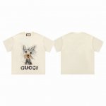 gucci 古驰 25Ss卡通手绘雪纳瑞印花情侣圆领短袖T恤-顶级原单版本 Color：杏色 Size：S M L Xl Number：250360 选用客供定